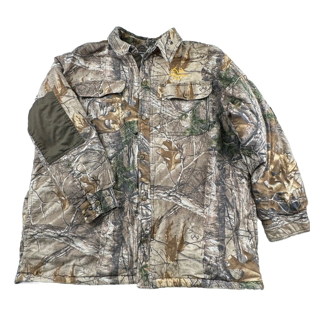 REALTREE Xtra Camo Full Zip Bomber Jacket Mens Size 2XL 50-52 Hunting